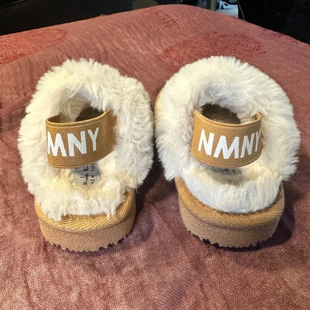 Nicole Miller New York Kids Chestnut Faux Suede Slingback Slippers NMNY Tan 7